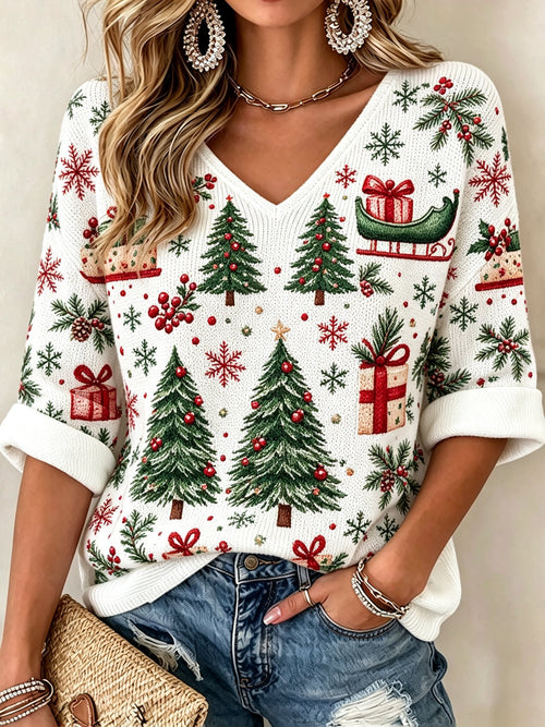 Women's Casual Printed Waffle Top