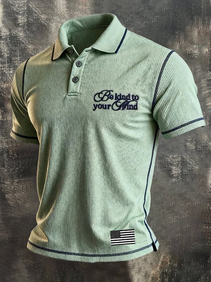 Men's Retro "Patriot" Color-Block Short-Sleeve Polo Shirt