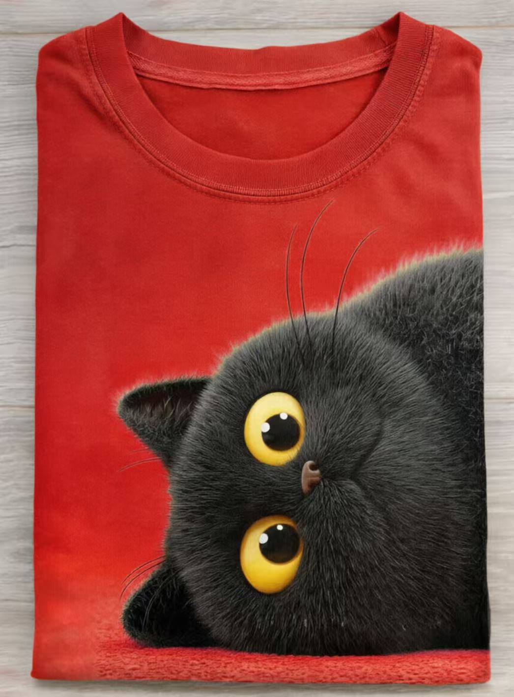 Funny Black Cat Art Print Casual Short Sleeve T-shirt