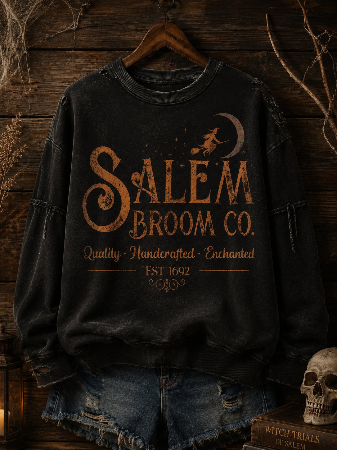 Women's Halloween Witch Print Casual Sweatshirt