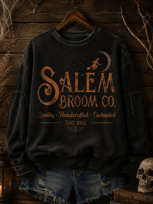 Women's Halloween Witch Print Casual Sweatshirt
