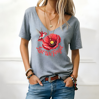 Memorial Day — "Lest We Forget" Commemorative Printed T-Shirt