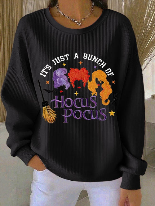 🔥Buy 2 Get 10% Off🔥Women's IT'S JUST A BUNCH OF Hocus Pocus Halloween Print Casual Crew Neck Top