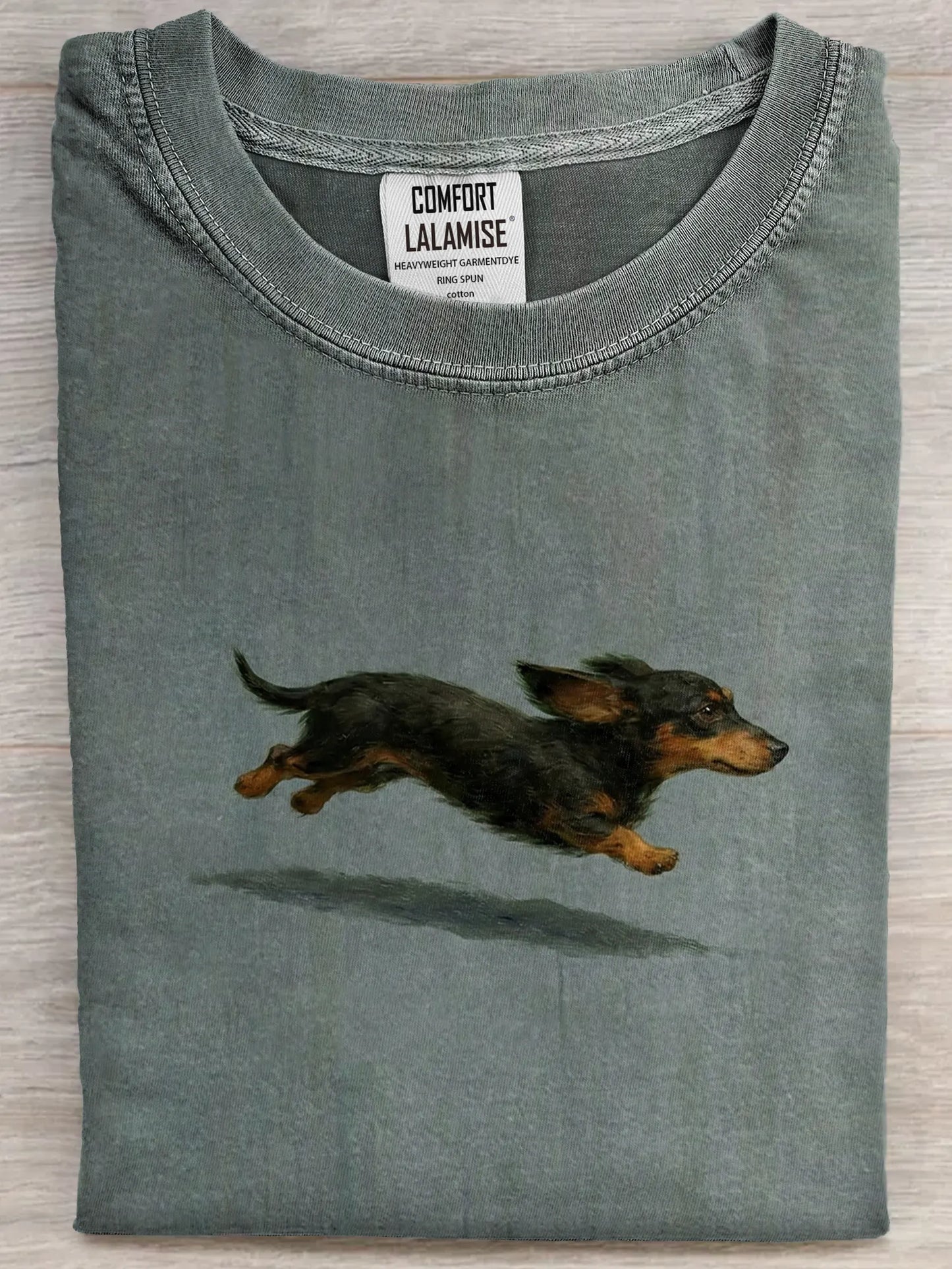 Funny Retro Cute Running Dog Art Print Casual Cotton Short Sleeve T-shirt