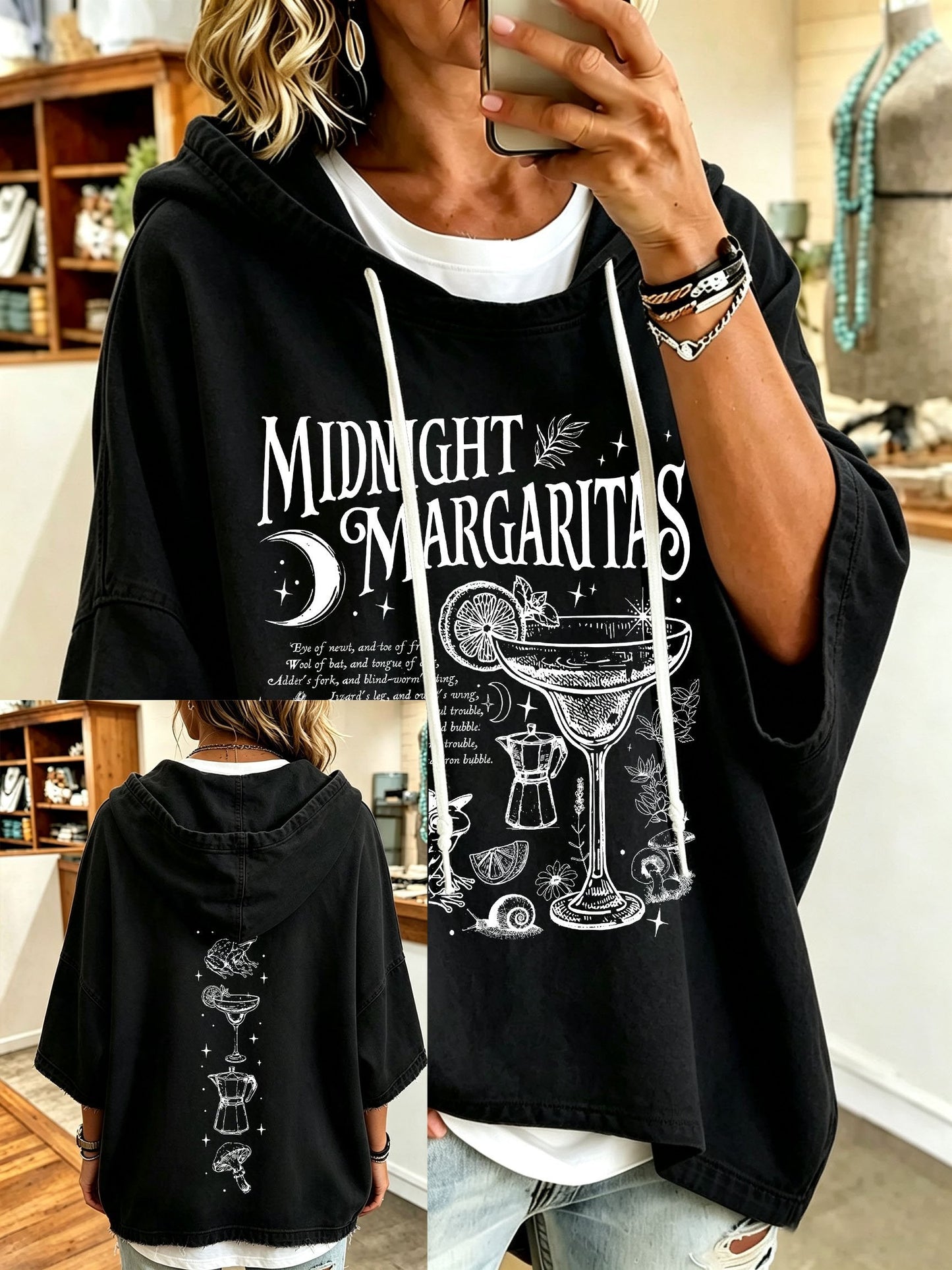 Women's Midnight Margaritas Print Hooded Sweatshirt