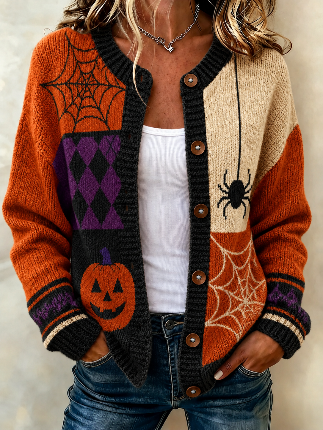 Women'S Halloween Casual Knitted Cardigan