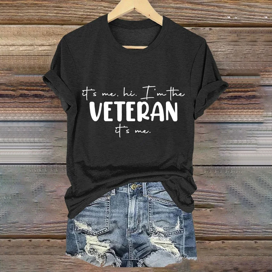 Women's "It's me, hi! I'm the VETERAN it's me" printed T-shirt