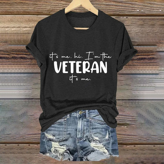 Women's "It's me, hi! I'm the VETERAN it's me" printed T-shirt