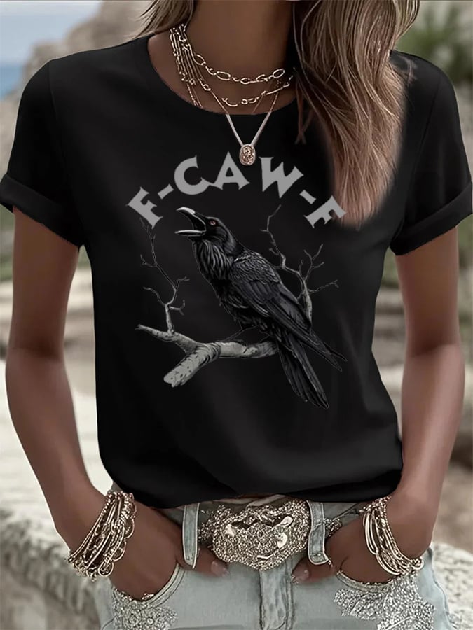 🔥Buy 2 Get 10% Off🔥Women's F-Caw-F Raven Print Casual T-shirt
