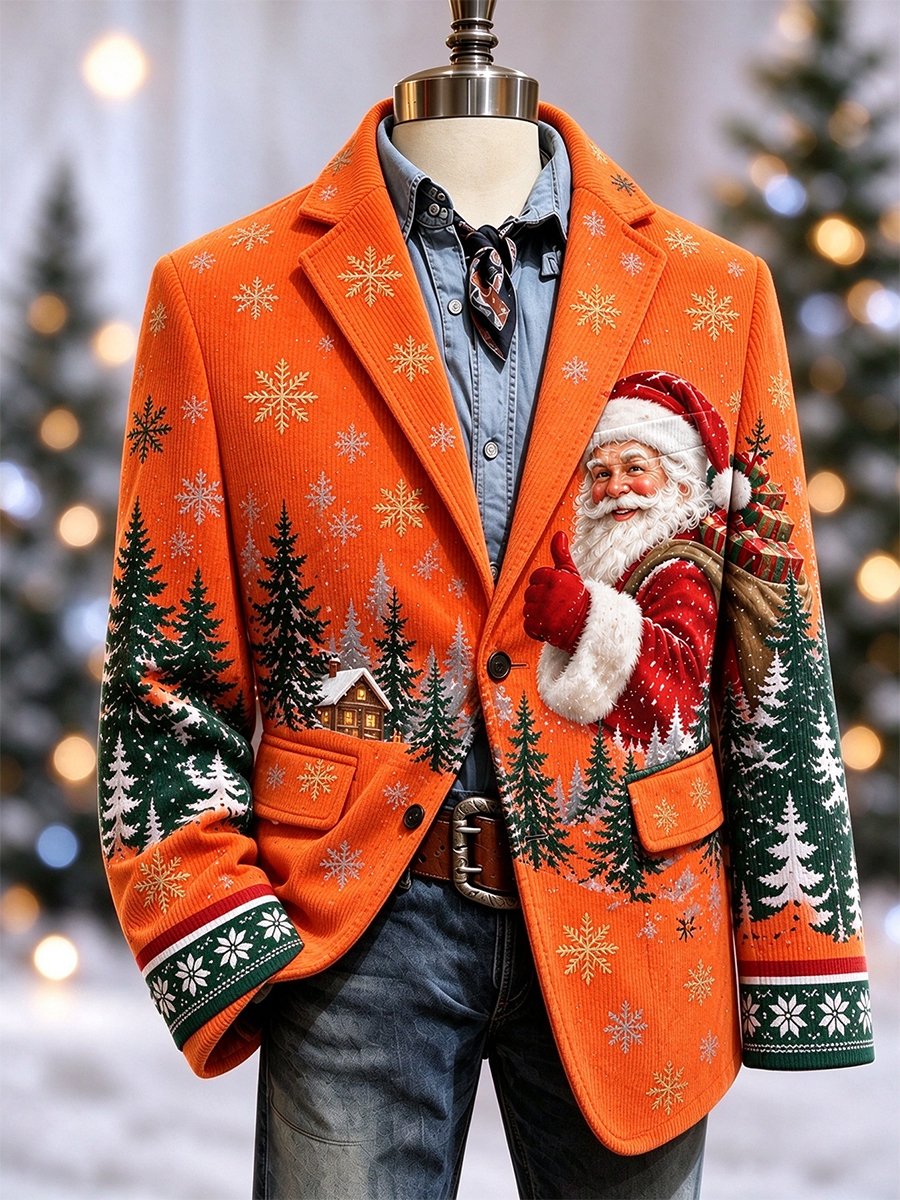 Men's Casual Christmas Corduroy Blazer