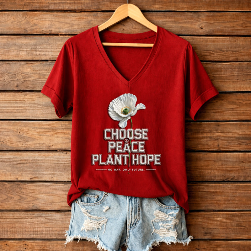 Women's Memorial Day Poppy Art Printed T-Shirt