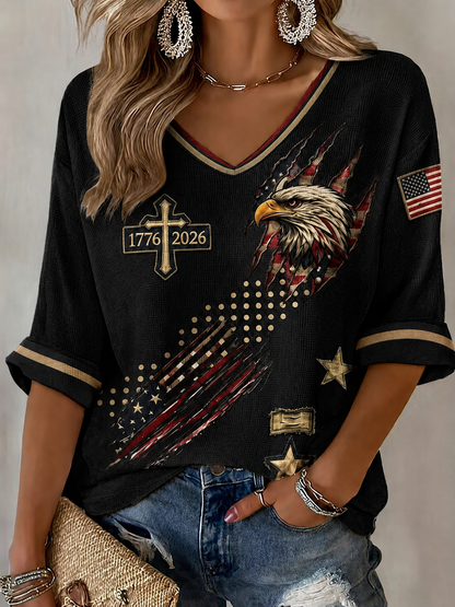 Women'S American Flag Faith Printed Casual T-Shirt