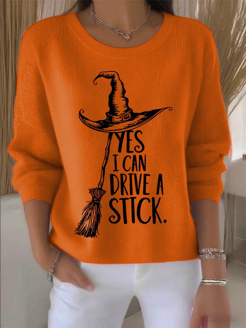 🔥HOT SALE🔥🔥Buy 2 Get 10% Off🔥Women's Yes I Can Drive A Stick Print Round Neck Sweatshirt