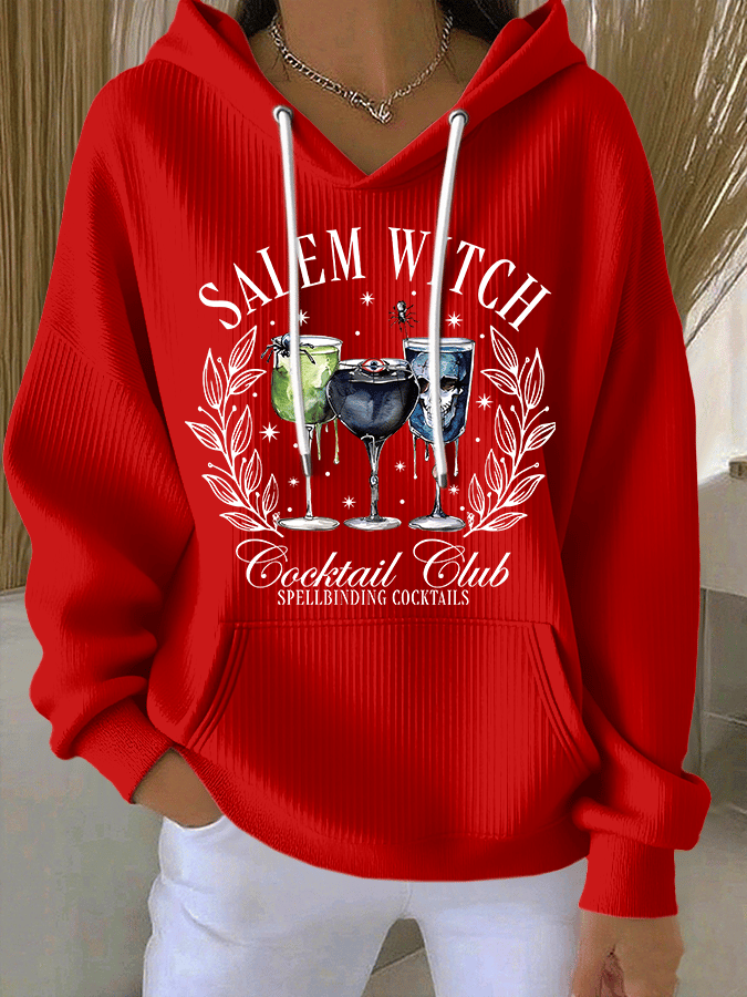 🔥HOT SALE🔥Women's Salem Witch Cocktail Club Spellbinding Cocktails Print Casual Hooded Sweatshirt