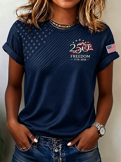 Women'S  America Flag Printed Casual T-Shirt