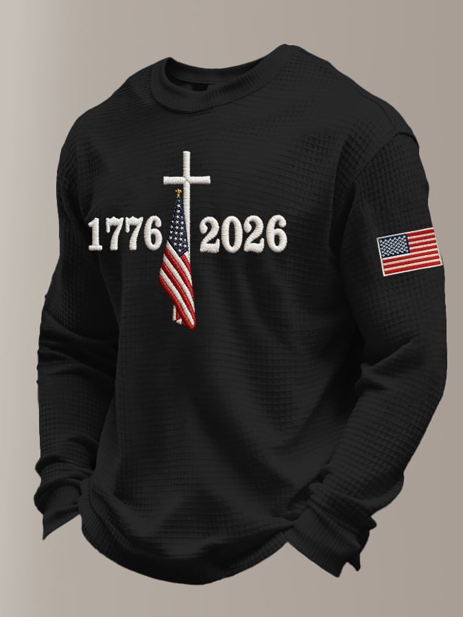 Men's Retro 250th Anniversary Printed Casual Long-Sleeved Top