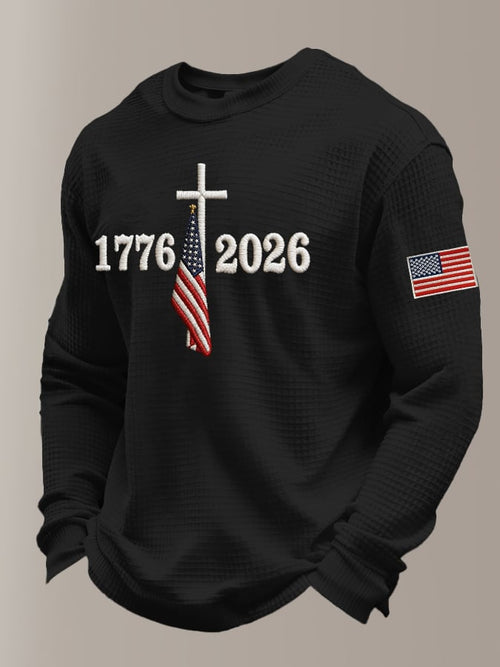 Men's Retro 250th Anniversary Printed Casual Long-Sleeved Top