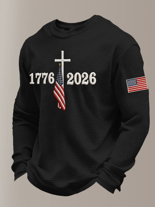 Men's Retro 250th Anniversary Printed Casual Long-Sleeved Top