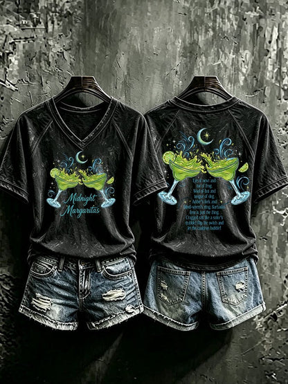 Women's Midnight Margaritas Print Casual T-shirt