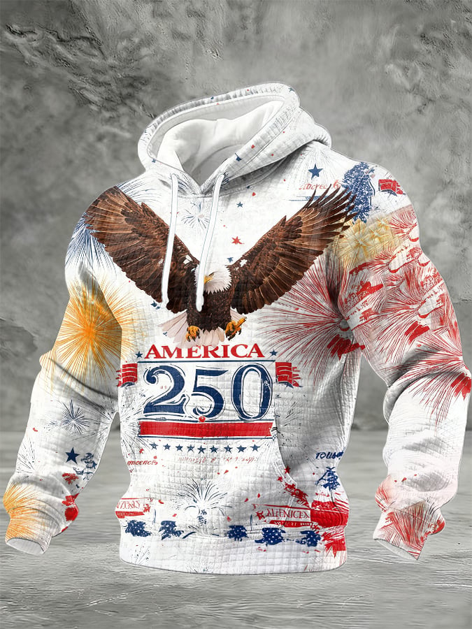 Men'S Casual Hoodie With American 250th Anniversary Print