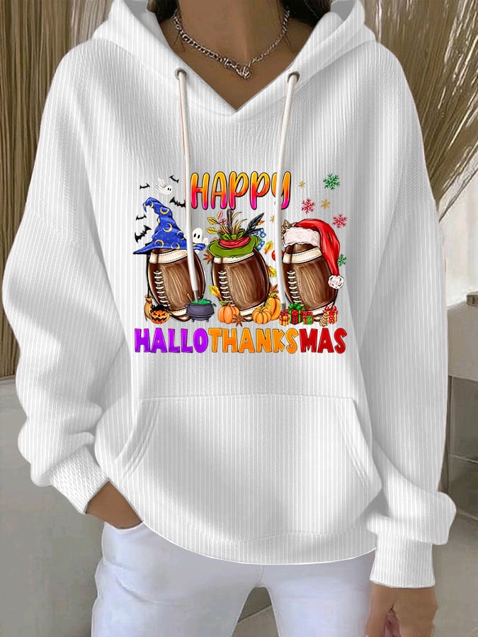 Women's Thanksgiving Football Print Sweatshirt