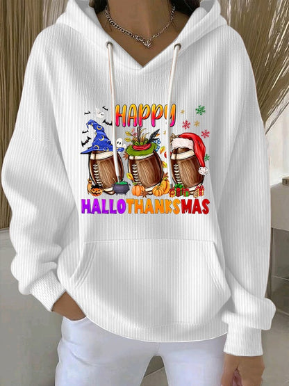 Women's Thanksgiving Football Print Sweatshirt