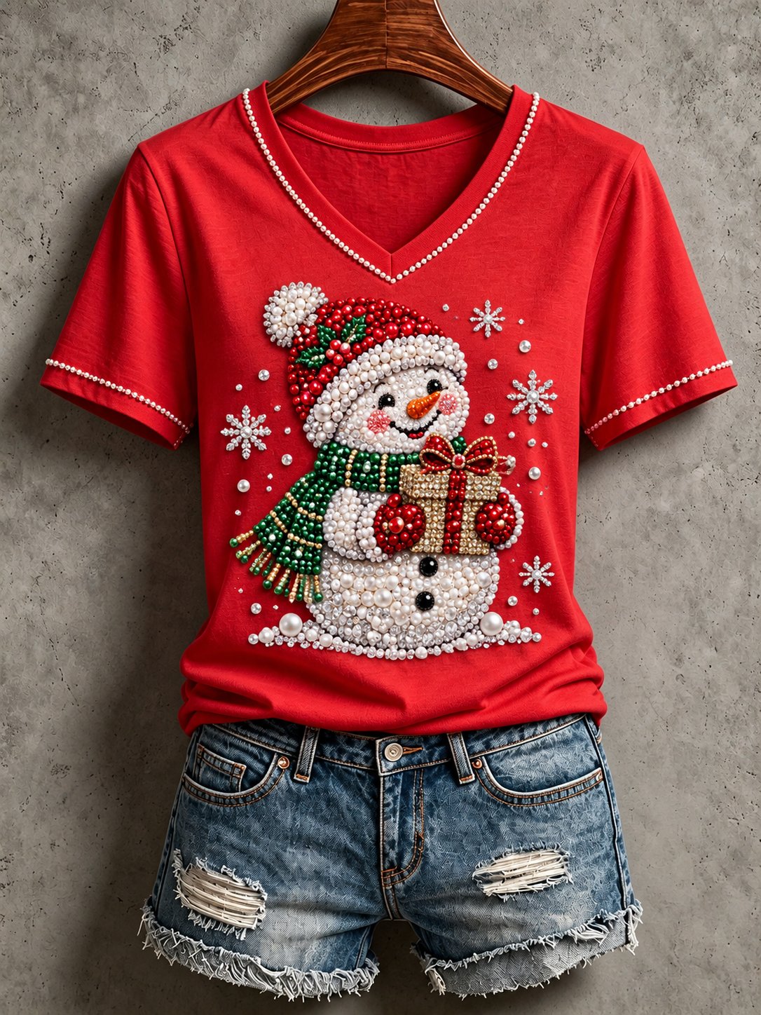 Women's Christmas Print T‑Shirt