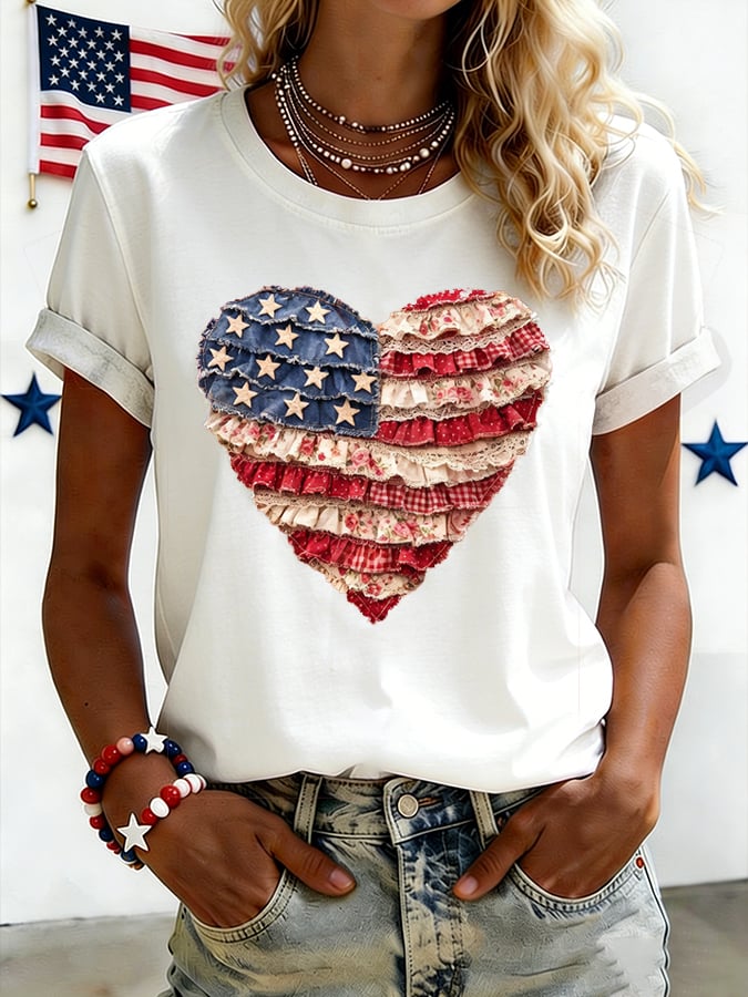 Women's USA 250 Years Inspired Floral Linen T-Shirt