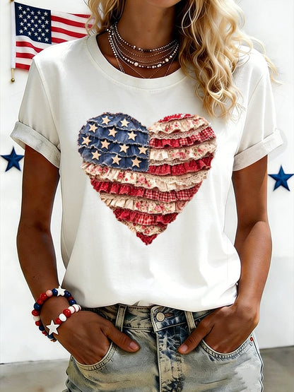 Women's USA 250 Years Inspired Floral Linen T-Shirt