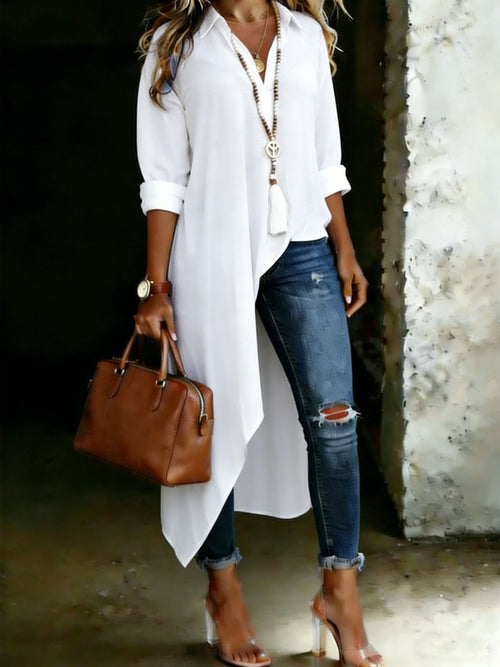 Women's Casual Loose Asymmetric Long Sleeve Top