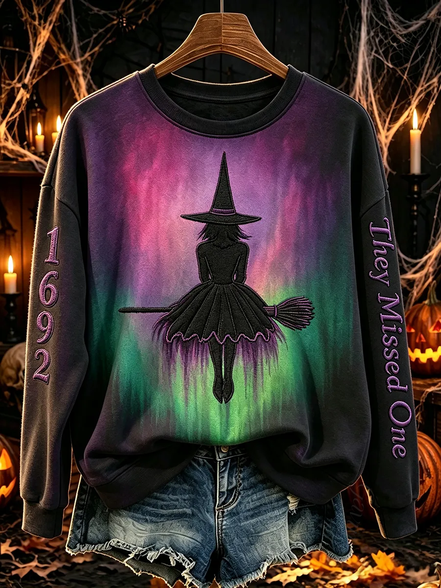 Women'S 1692 They Missed One Witch Print Vintage Comfy Sweatshirt