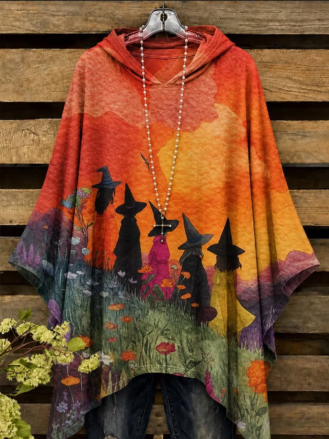 Women's Halloween Witch Print Casual Hoodie
