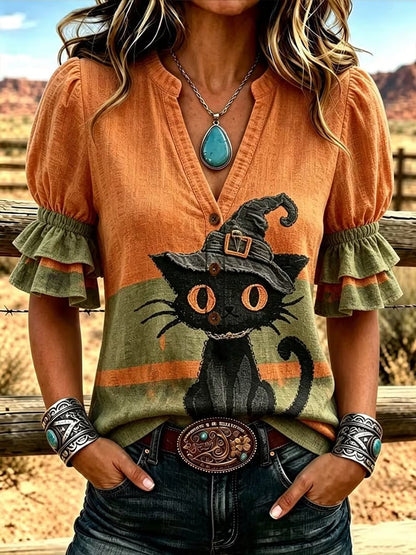 Women's Halloween Print Shirt