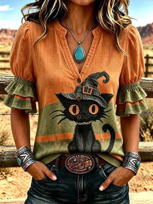 Women's Halloween Print Shirt