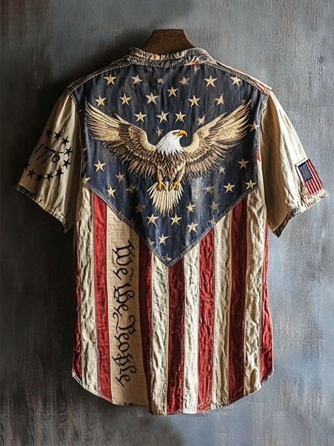 Men's US 250th Anniversary Flag Eagle Print Shirt