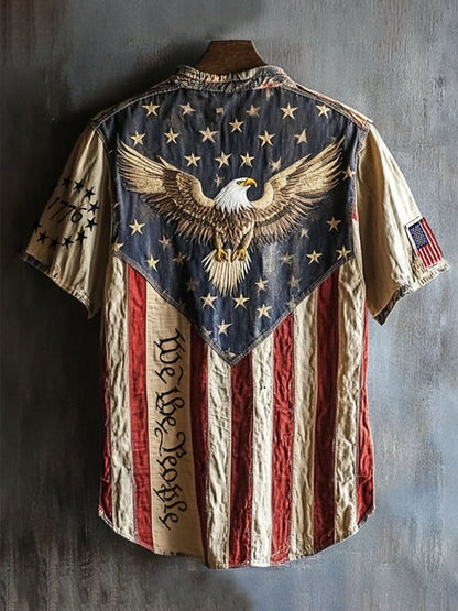 Men's US 250th Anniversary Flag Eagle Print Shirt