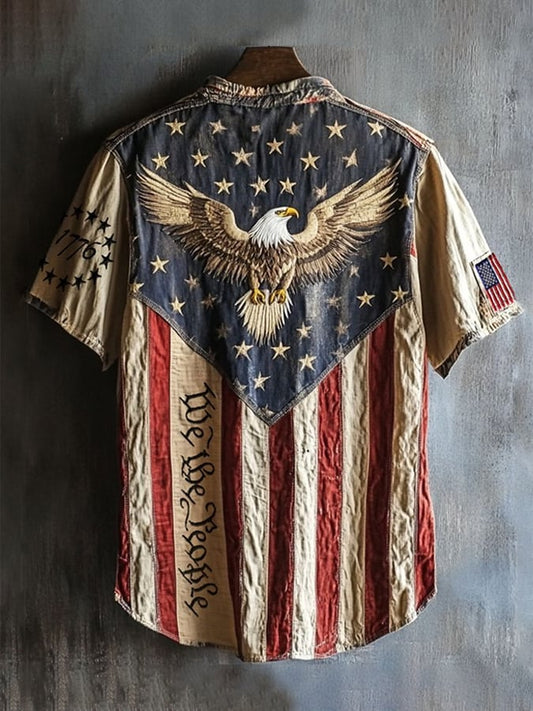 Men's US 250th Anniversary Flag Eagle Print Shirt