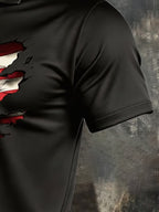 Men's Retro Patriotic Color-Block Short-Sleeve Polo Shirt