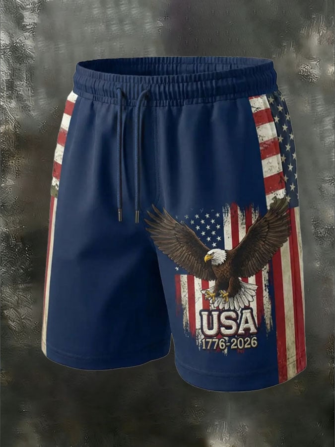 Men's 250th Anniversary National Flag Print Casual Shorts