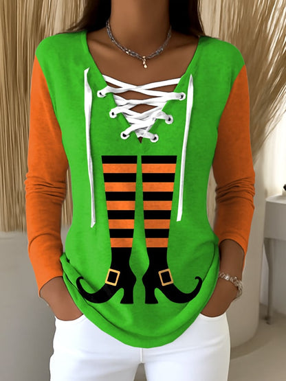 🔥HOT SALE🔥Women's Witches Art Print Lace-up Sweatshirt