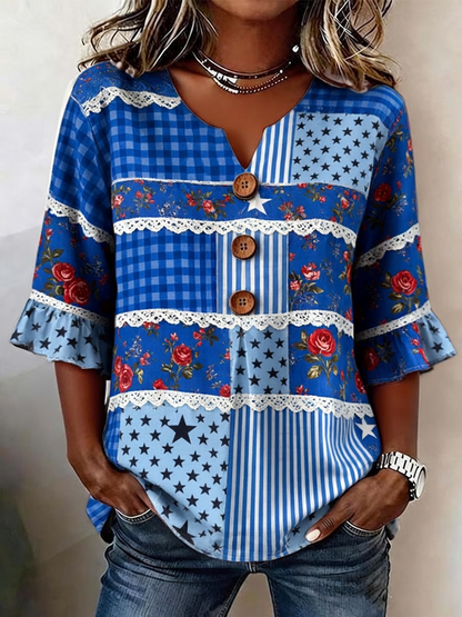 🔥Buy 3 Get 10% Off🔥Women's casual patriotic printed top