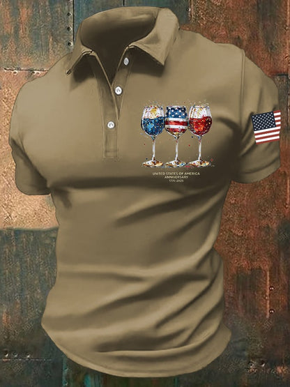 Men's America 250th Anniversary Print Casual Polo Shirt