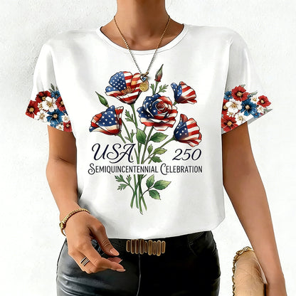 Women's Fashion American 250th Anniversary Short-Sleeved T-Shirt