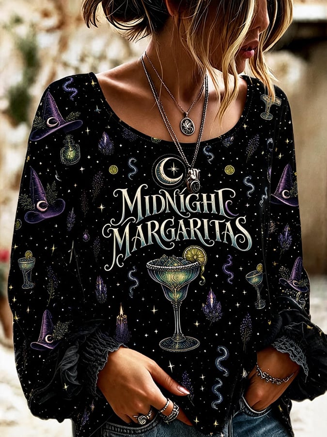 Women'S Practical Magic Halloween Print Crew Neck Long Sleeve