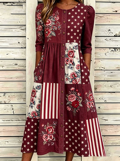 Women'S Casual American Independence Day Print Art Casual Dress