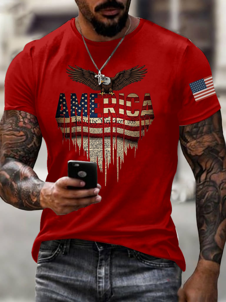 Men's Casual 250th Anniversary Commemorative National Flag T-shirt