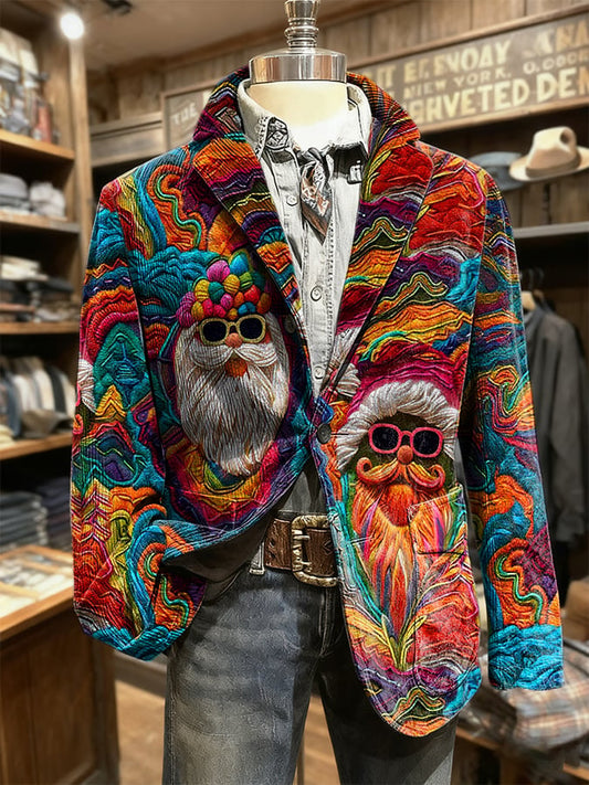 Men's Retro Christmas Art Print Casual Blazer