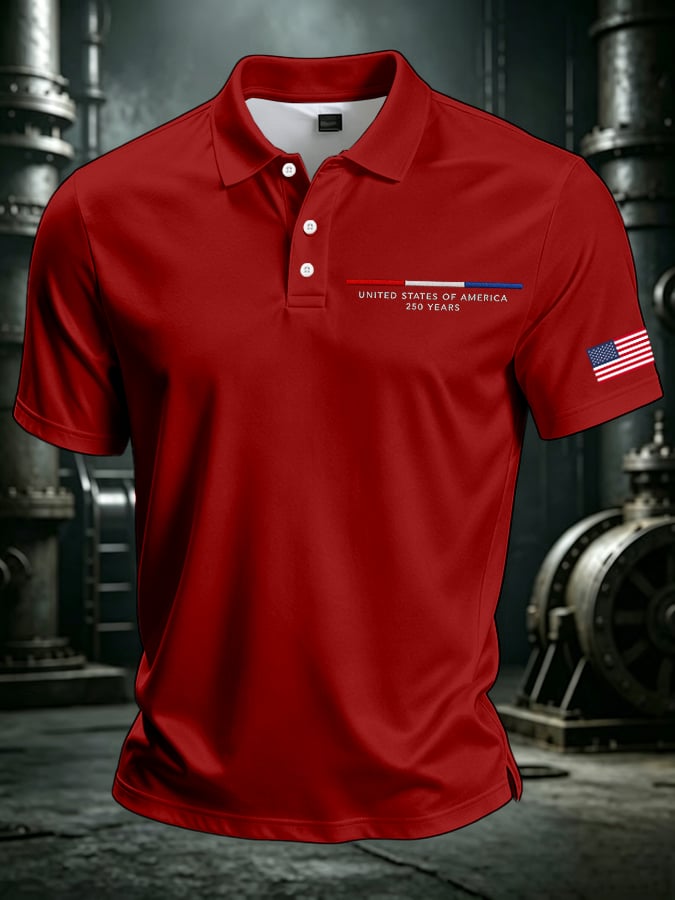 Men's America 250th Anniversary Print Casual Polo Shirt