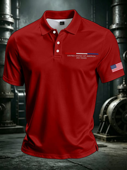 Men's America 250th Anniversary Print Casual Polo Shirt