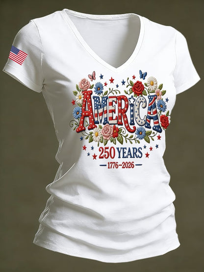 Women's 250th Anniversary Printed Casual T-Shirt